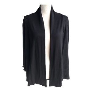 Debbie Morgan Womens Black‎ Open Front Cardigan Long Sleeve Sweater Size …